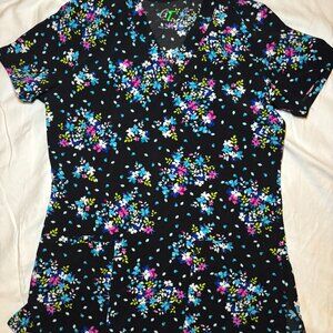 GT Performance Scrub Top Flowers Womens Size XS Lightweight